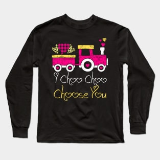 Kids I Choo Choo Choose You Valentines Day Train Toddler Boy Long Sleeve T-Shirt